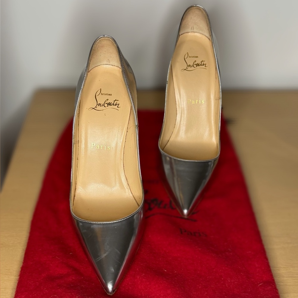 Christian Louboutin Metallic Silver Heels